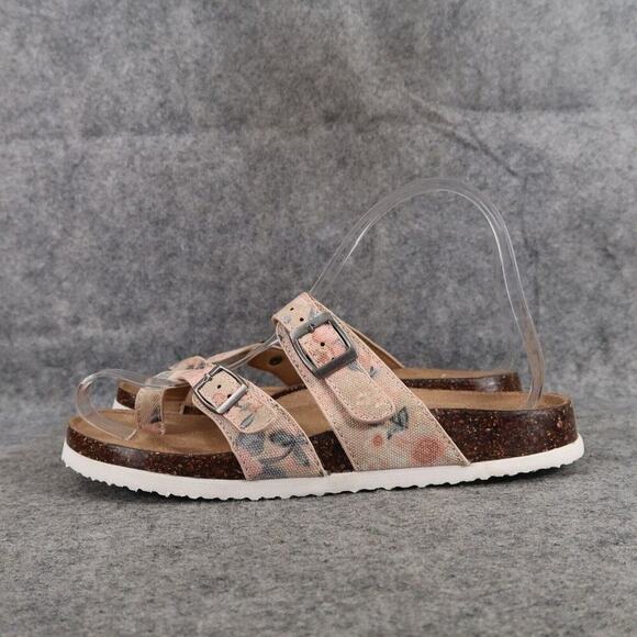 Time and Tru Shoes Womens 6 Sandals Casual Floral Toe Loop Double Buckle Straps - Picture 4 of 13